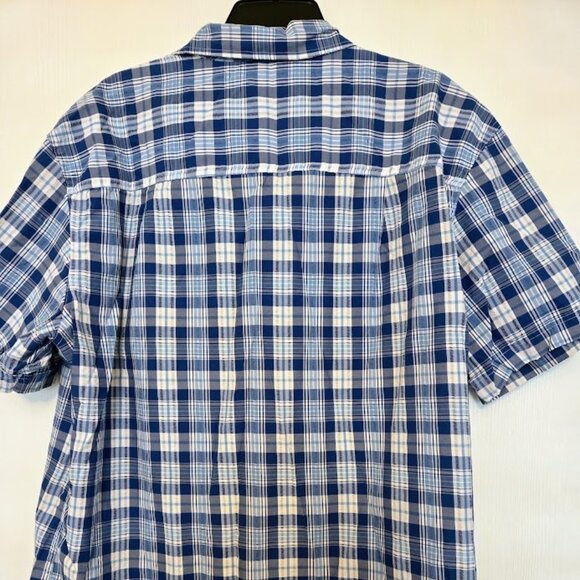 Men's Izod blue checked short sleeve button down shirt Size 2XLT - Picture 3 of 5